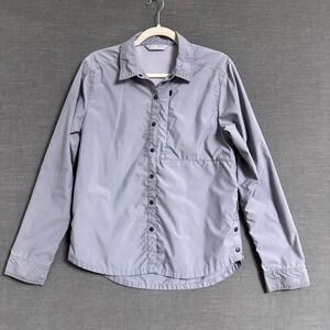 Stio Top Womens M Gray Snap Vented Lightweight‎ Outdoor Casual Zip Pocket Shirt